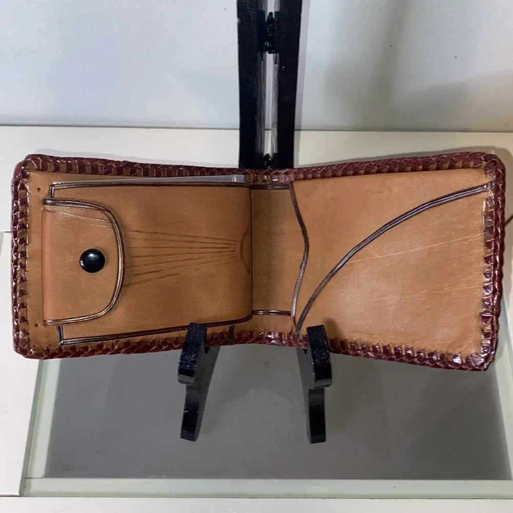 Vintage Tooled Leather Horse & Barn Country Western Wallet Billfold